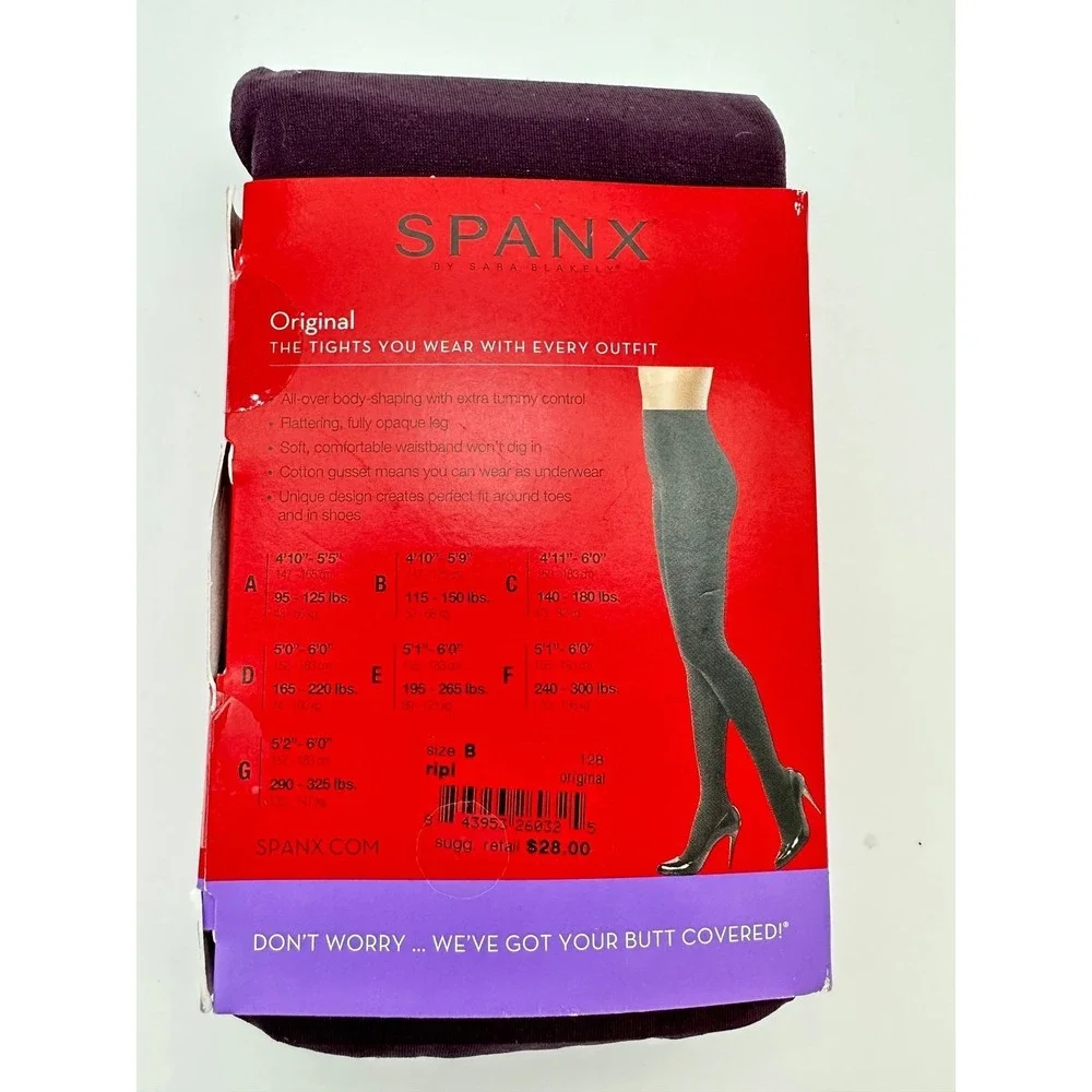 SPANX Tight-End Tights Original Size B RIPL Dark Eggplant Purple Opaque